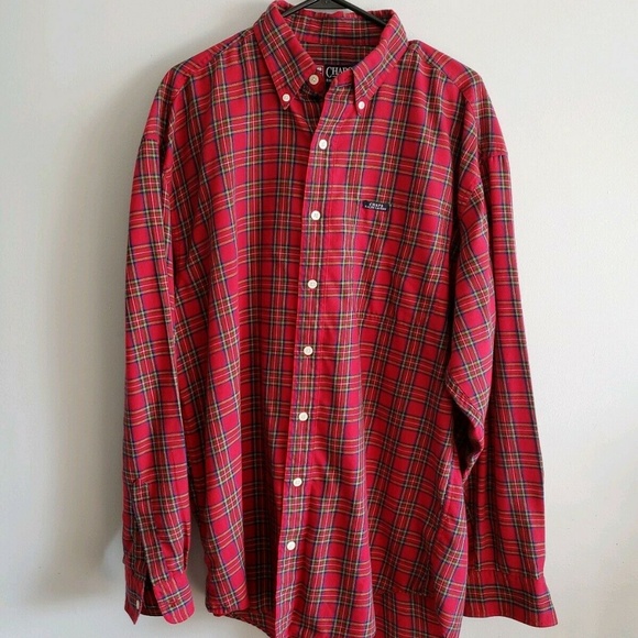 Chaps Ralph Lauren Mens Size LT Red Plaid Shirt - Picture 2 of 5